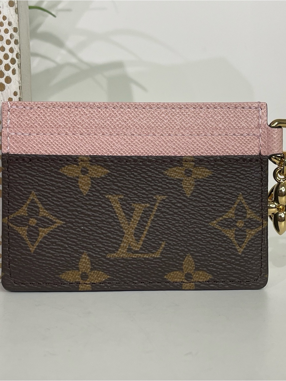 Louis Vuitton Pink & Brown Monogram Charms Card Holder